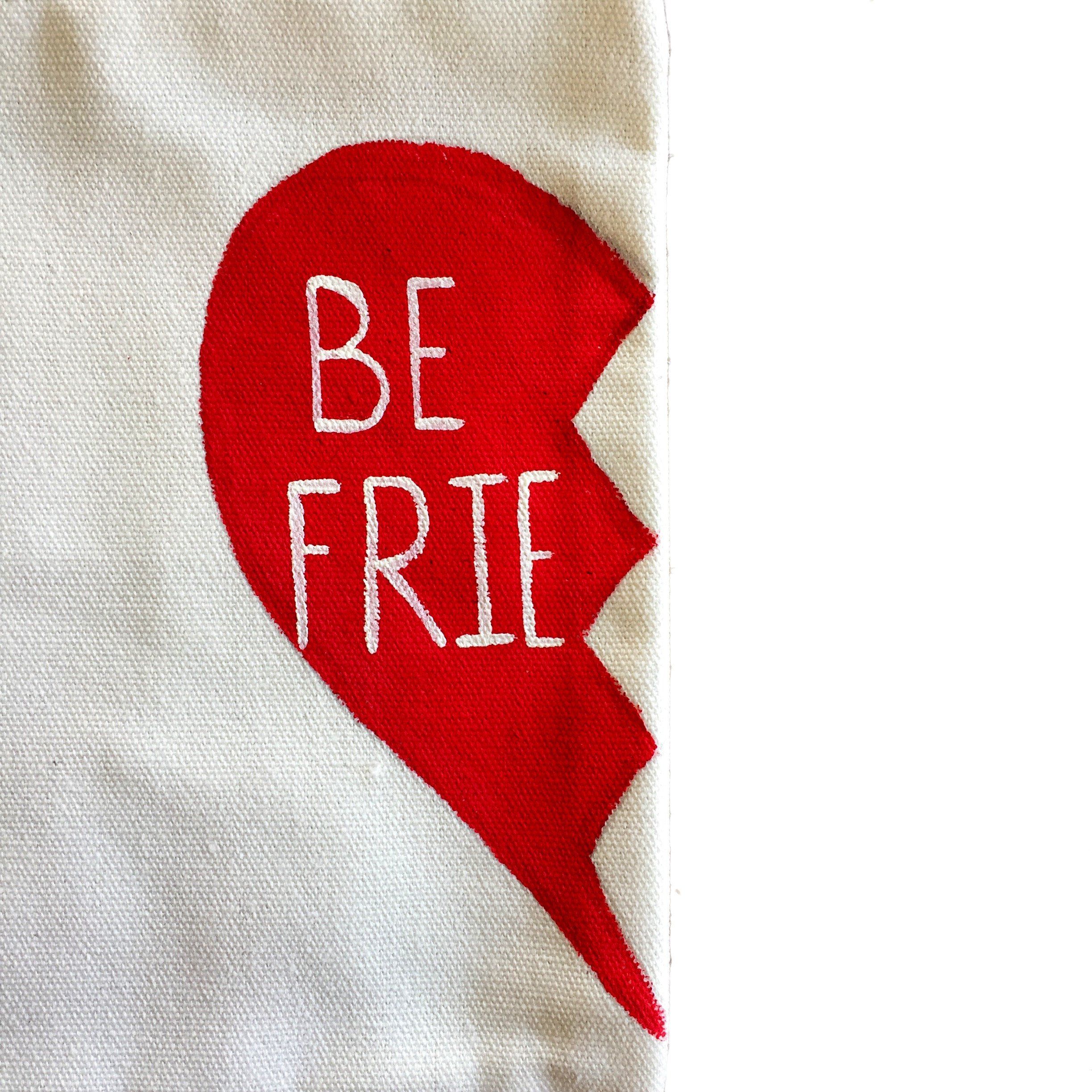 Set of 2 white denim zippered pouch Hand painted 'BEST FRIENDS' design. One for you, and one for your best friend