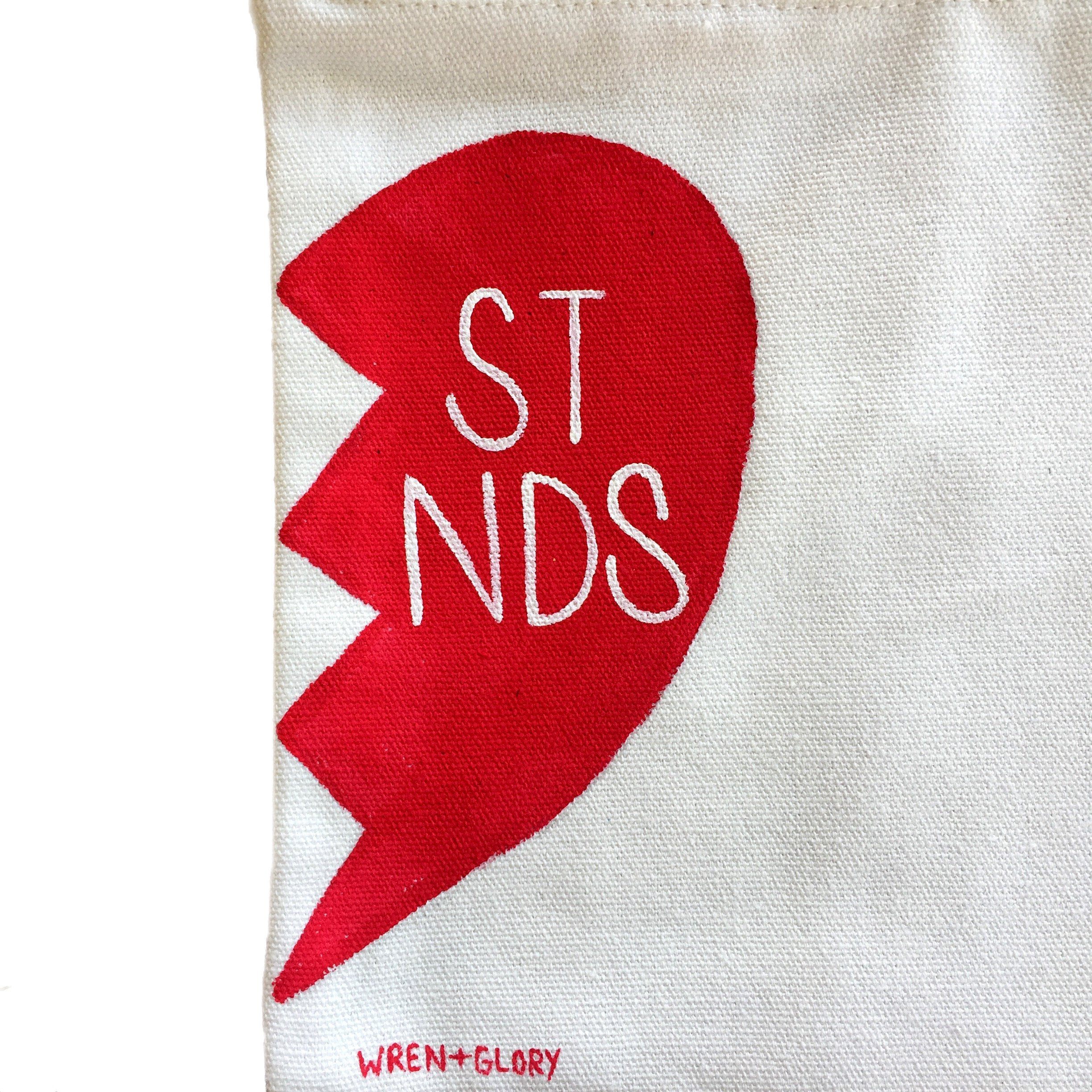 Set of 2 white denim zippered pouch Hand painted 'BEST FRIENDS' design. One for you, and one for your best friend