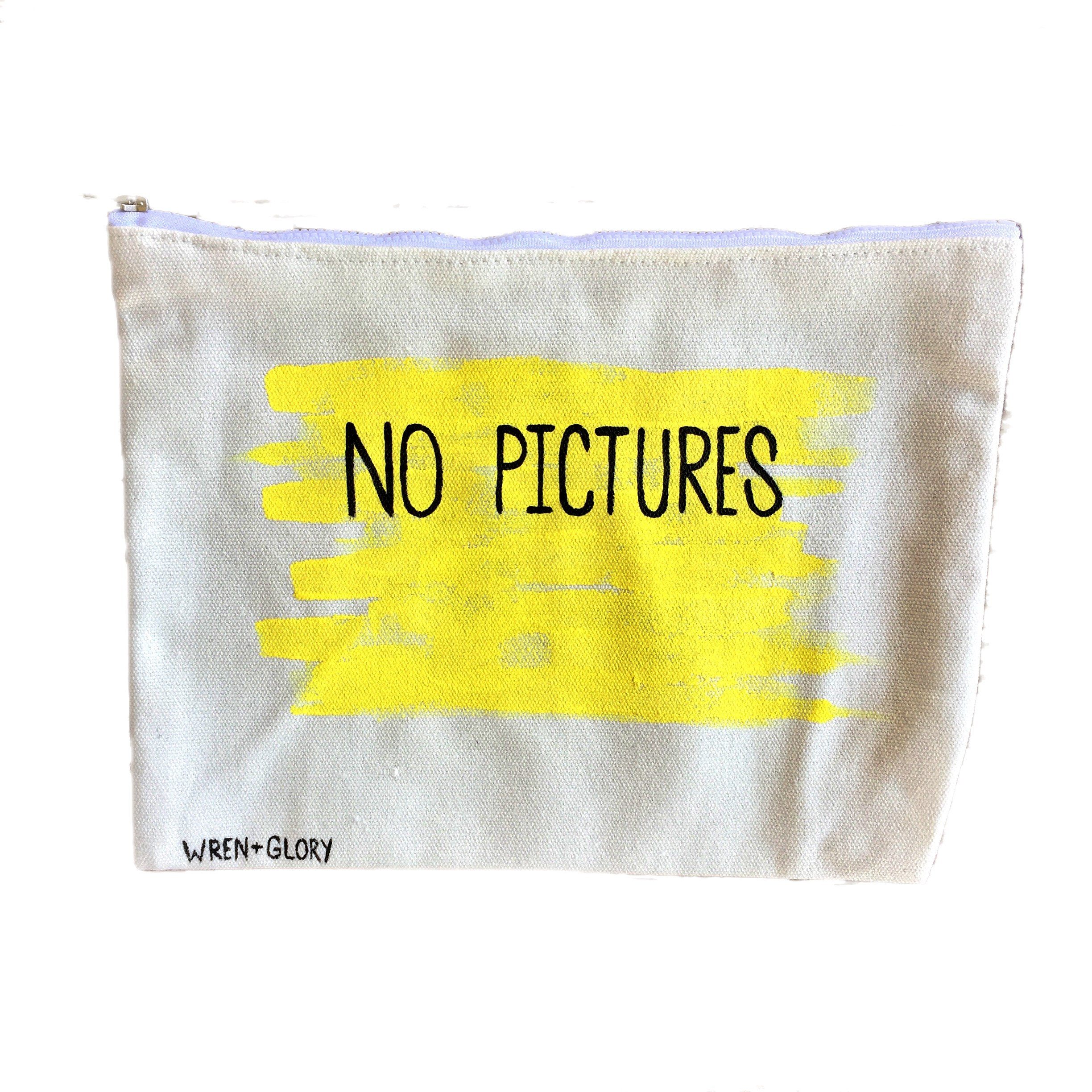 'NO PICTURES' PAINTED POUCH