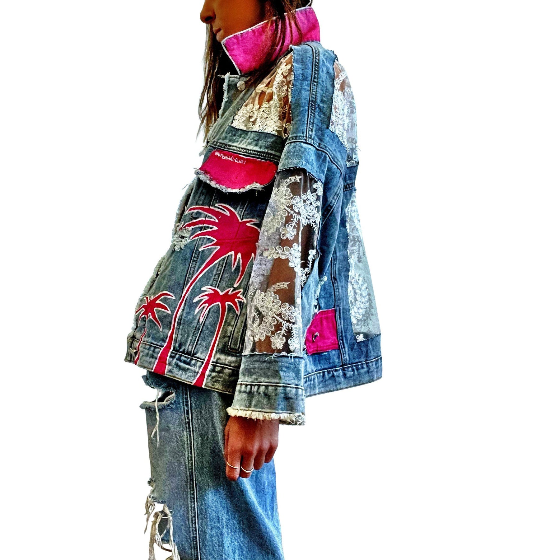 'PINK PALMS' DENIM JACKET