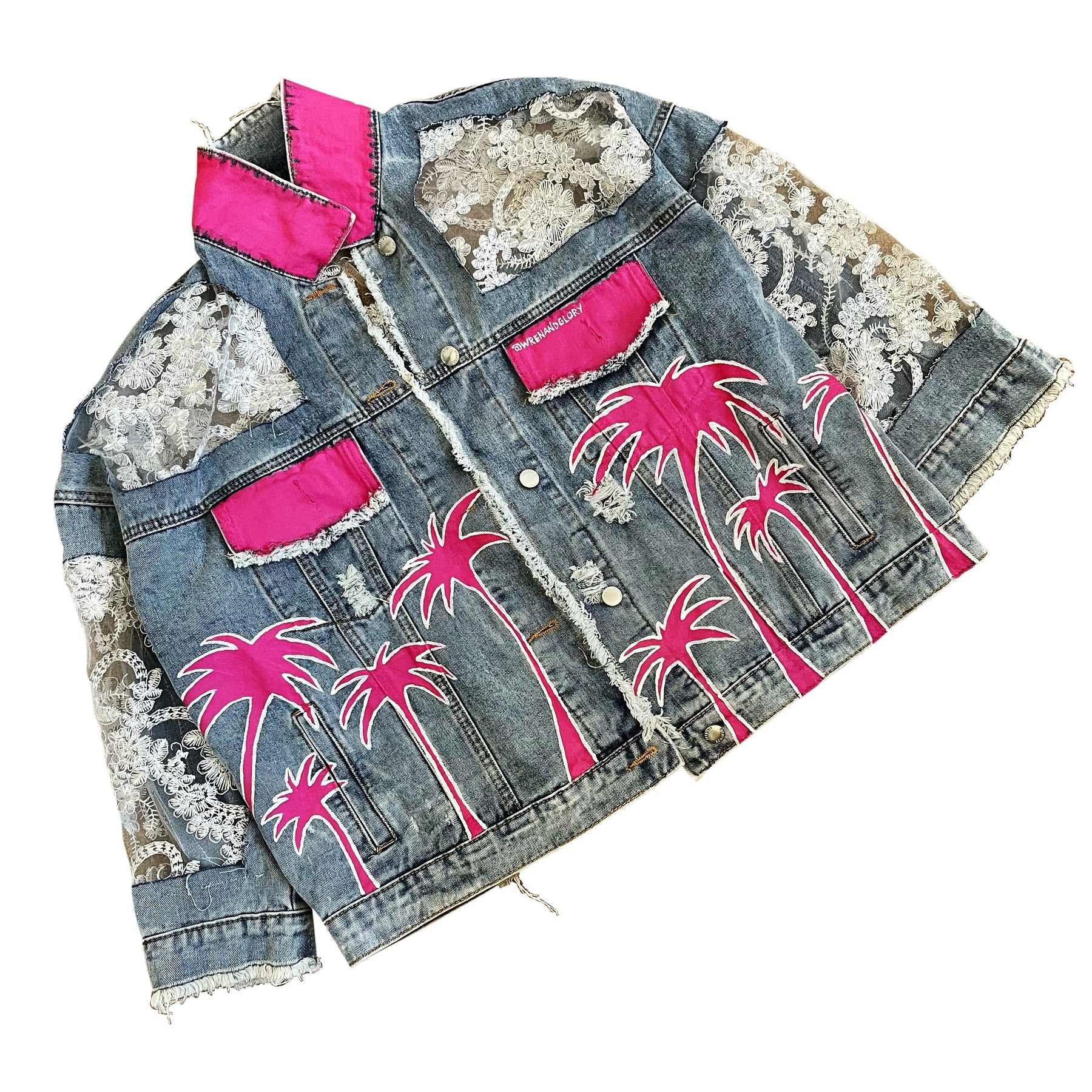 'PINK PALMS' DENIM JACKET