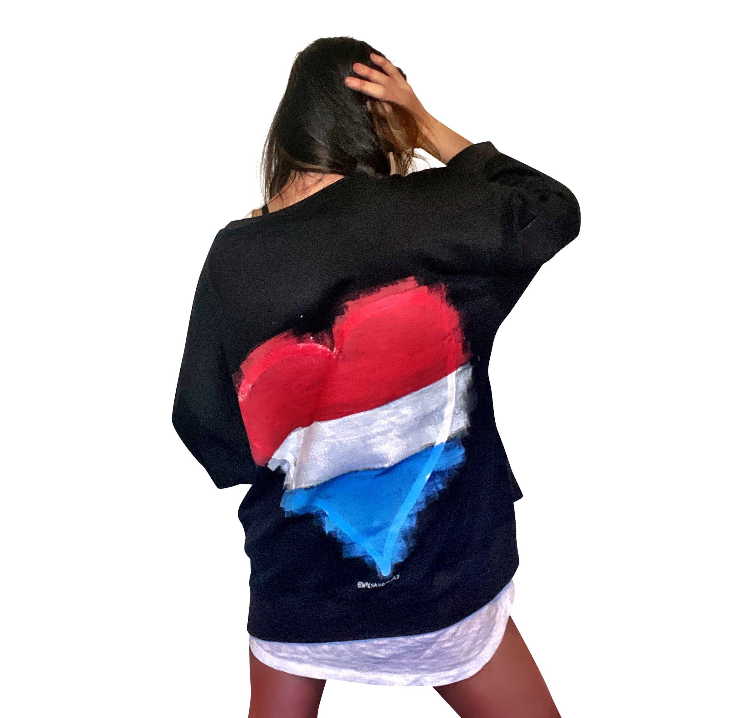 'RED, WHITE & BLUE LOVE' PAINTED SWEATSHIRT
