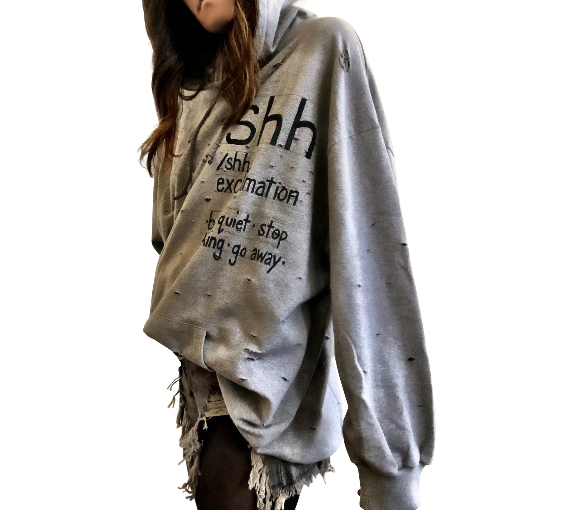 'SHH' PAINTED HOODIE