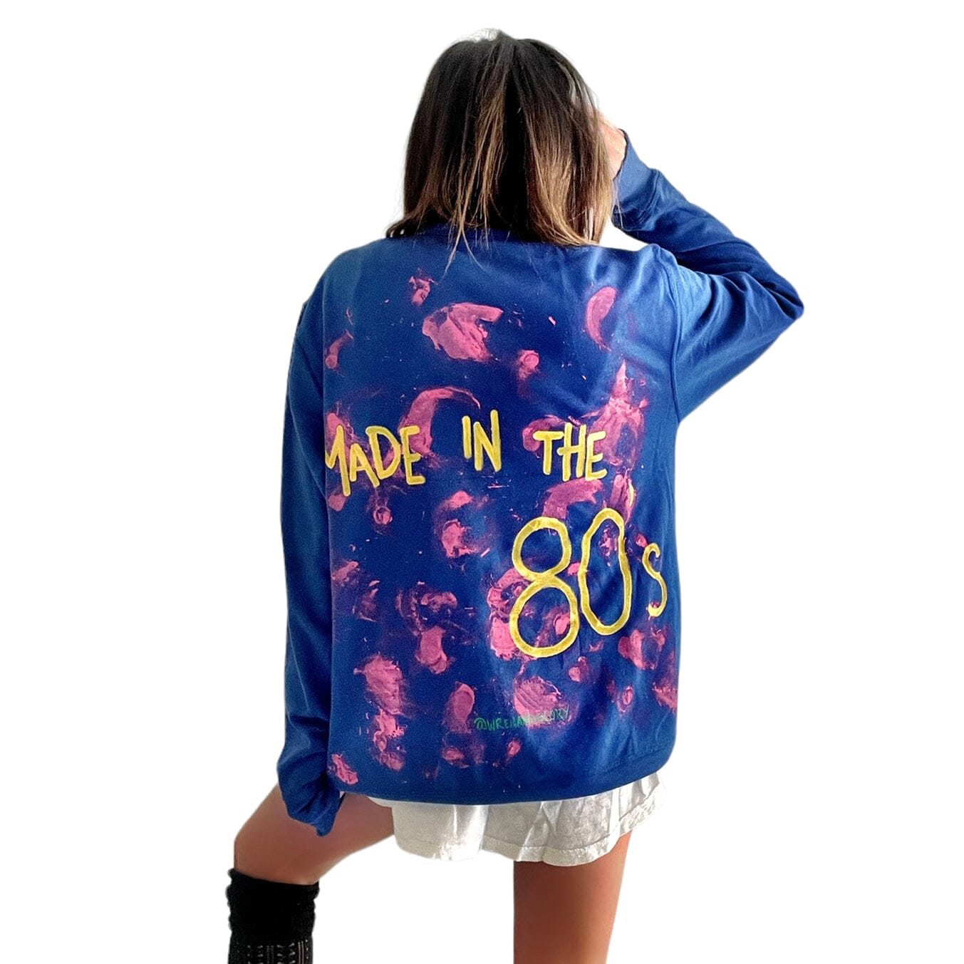 '80s Baby!' Painted Blue Crewneck