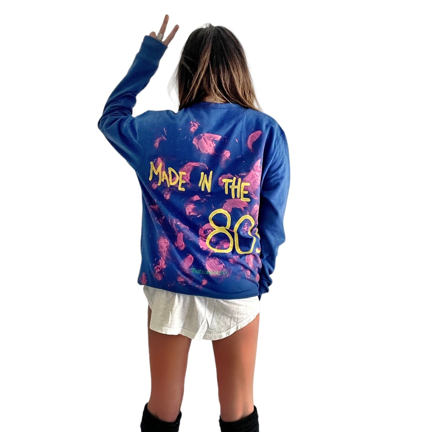 '80s Baby!' Painted Blue Crewneck