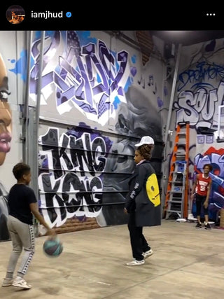 JENNIFER HUDSON IN OUR 'CHILLIN SMILEY; JACKET, AND 'WORK HARD' HAT!!