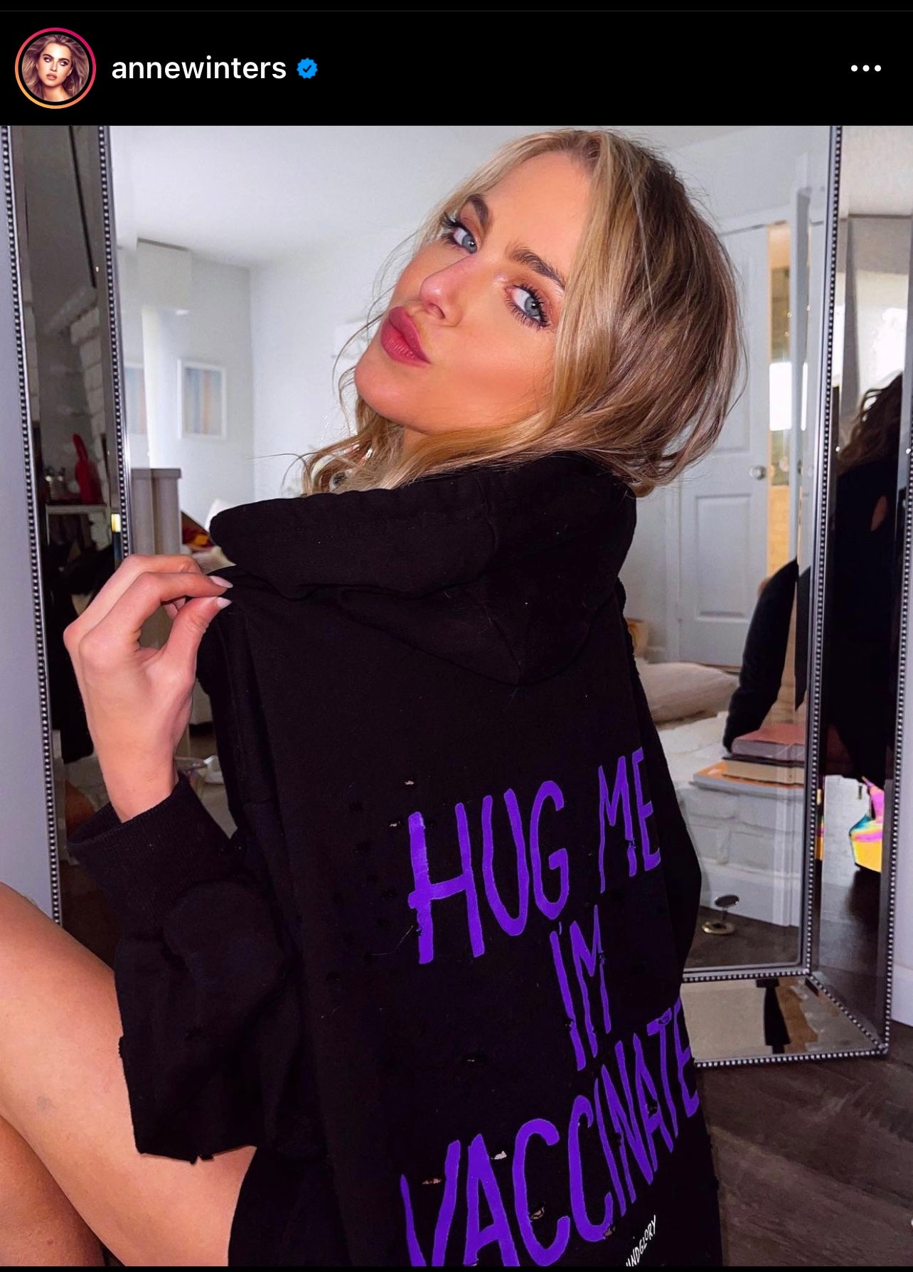 Anne Winters in her 'Vaccinated!' Hoodie