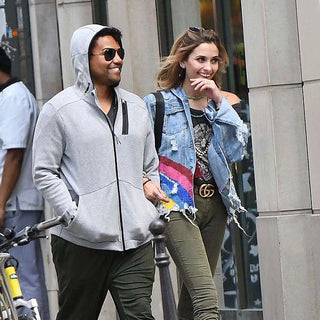 Paris Jackson wears a Wren and Glory Hand Painted Denim Jacket