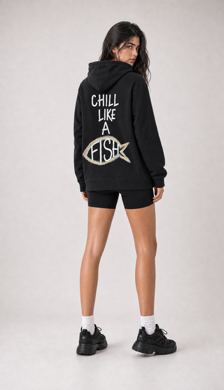 'Chill Like A Fish' Painted Hoodie