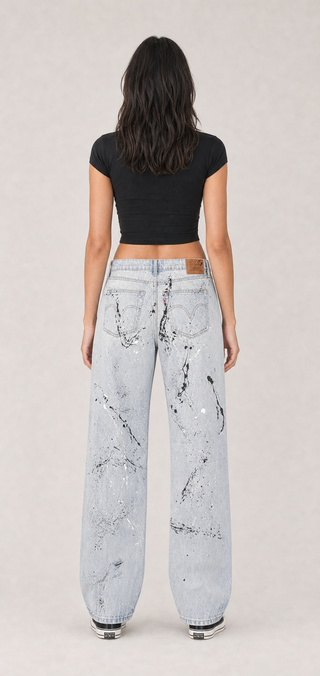 'Mental Health' Painted Levi's Jeans