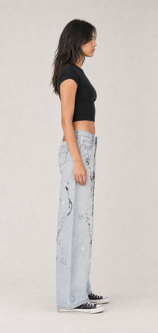 'Mental Health' Painted Levi's Jeans