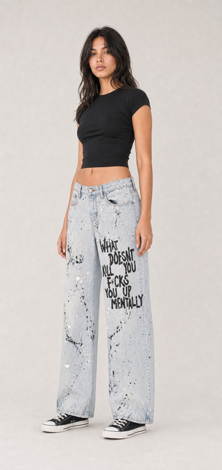 'Mental Health' Painted Levi's Jeans