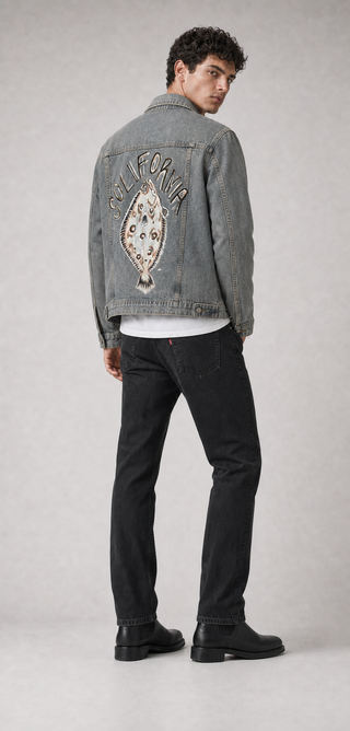'The Flounder' Painted Denim Jacket