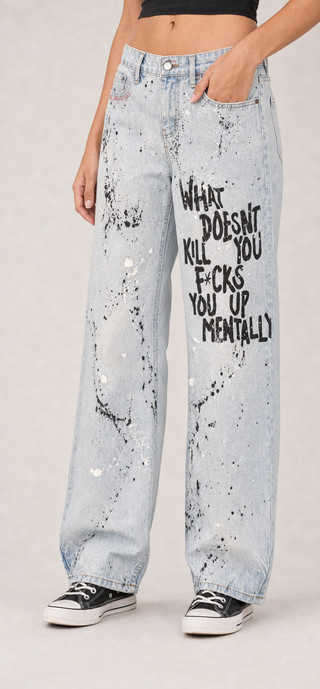 'Mental Health' Painted Levi's Jeans