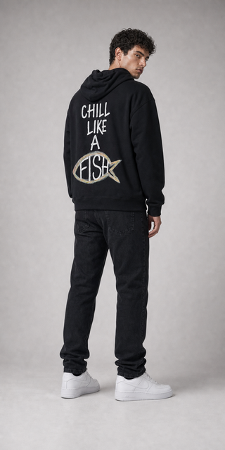 'Chill Like A Fish' Painted Hoodie