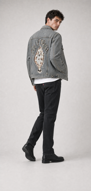 'The Flounder' Painted Denim Jacket