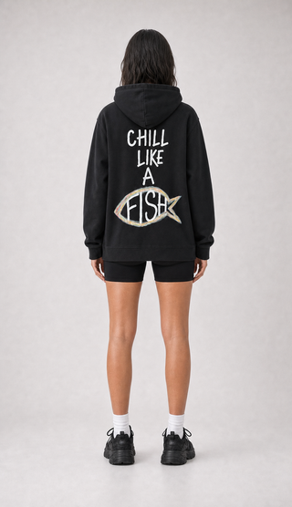 'Chill Like A Fish' Painted Hoodie