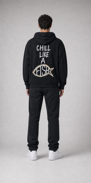 'Chill Like A Fish' Painted Hoodie