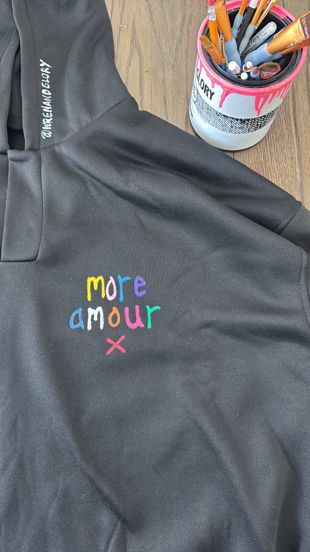 'More Amour' Painted Hoodie