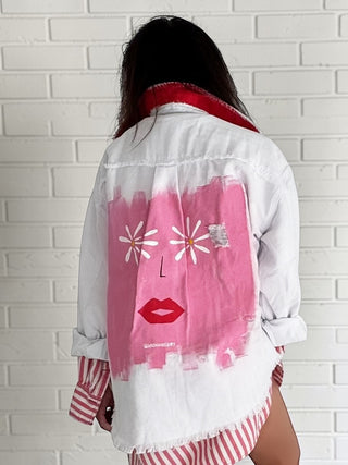 'Cool Blooms' Painted Jacket