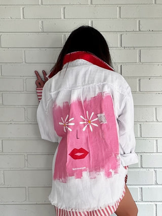 'Cool Blooms' Painted Jacket