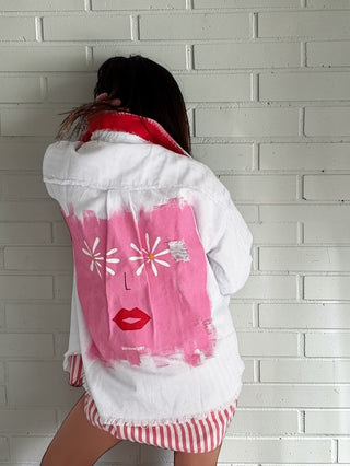 'Cool Blooms' Painted Jacket