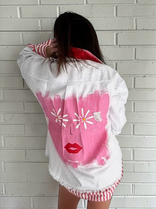 'Cool Blooms' Painted Jacket