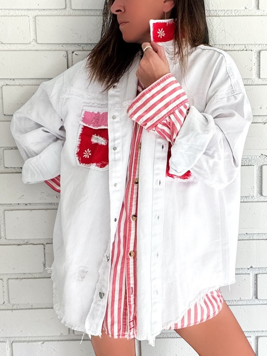 'Cool Blooms' Painted Jacket