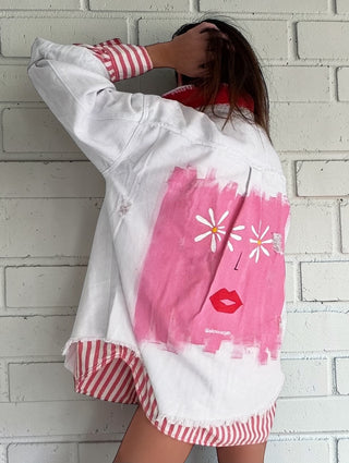 'Cool Blooms' Painted Jacket