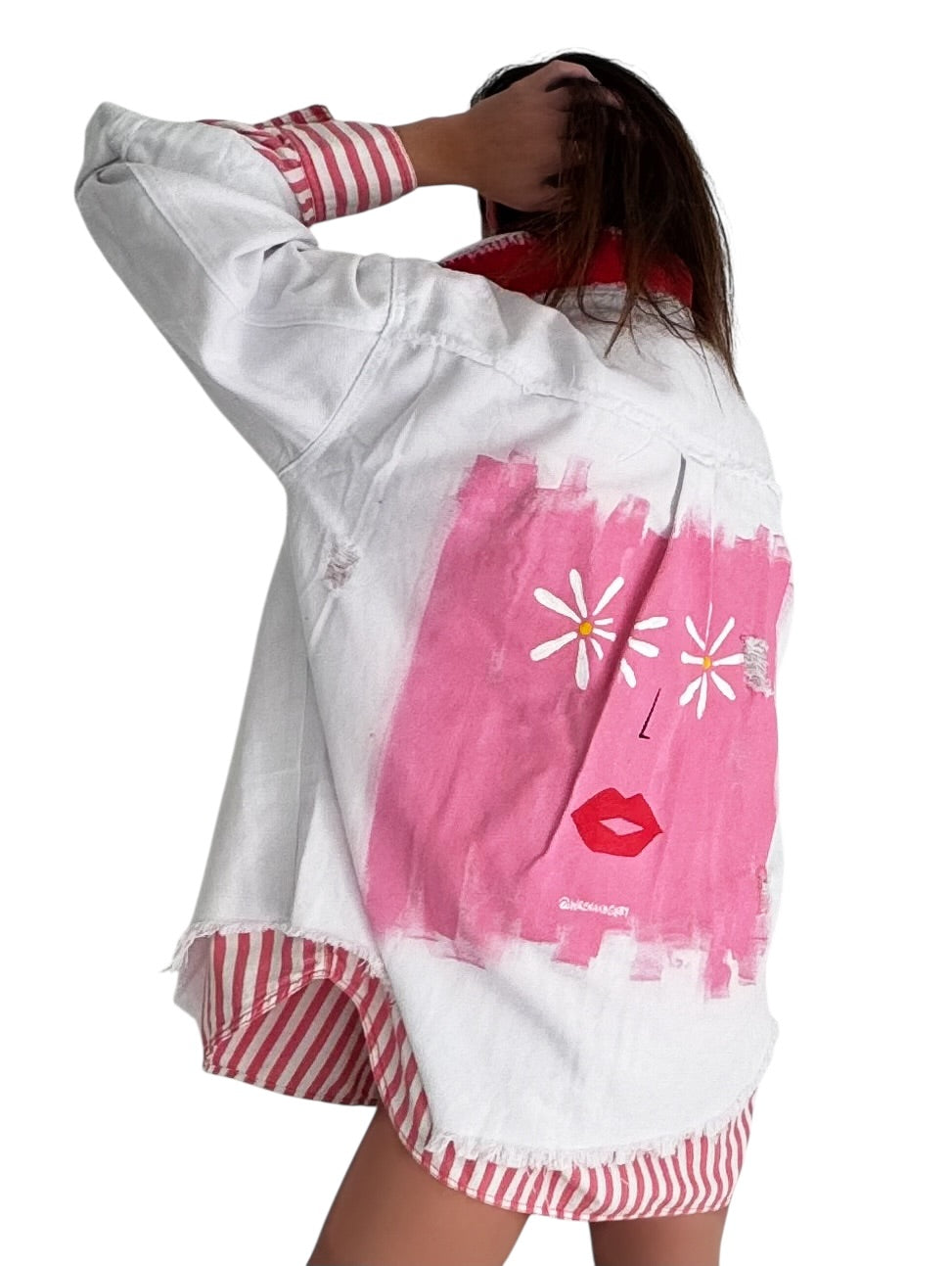 'Cool Blooms' Painted Jacket