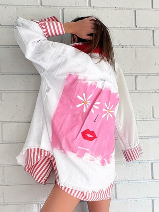 'Cool Blooms' Painted Jacket