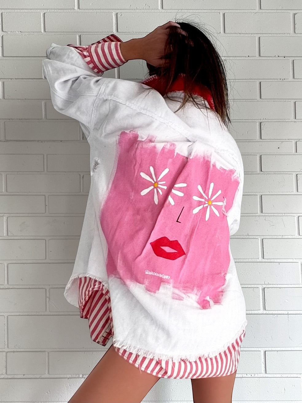 'Cool Blooms' Painted Jacket