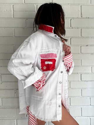'Cool Blooms' Painted Jacket