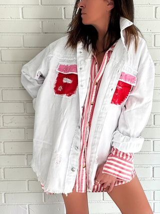 'Cool Blooms' Painted Jacket