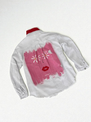 'Cool Blooms' Painted Jacket