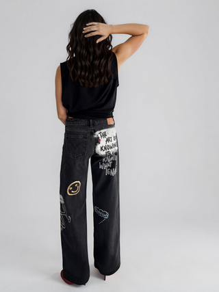 'Simple Thoughts' Painted Levi's Jeans