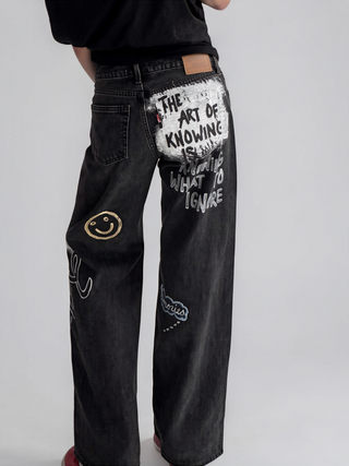 'Simple Thoughts' Painted Levi's Jeans