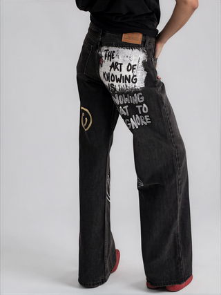 'Simple Thoughts' Painted Levi's Jeans