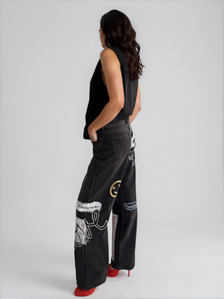 'Simple Thoughts' Painted Levi's Jeans
