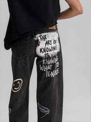 'Simple Thoughts' Painted Levi's Jeans