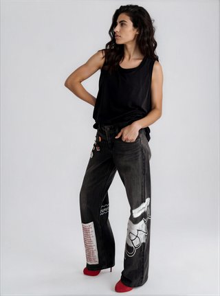 'Simple Thoughts' Painted Levi's Jeans