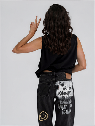 'Simple Thoughts' Painted Levi's Jeans