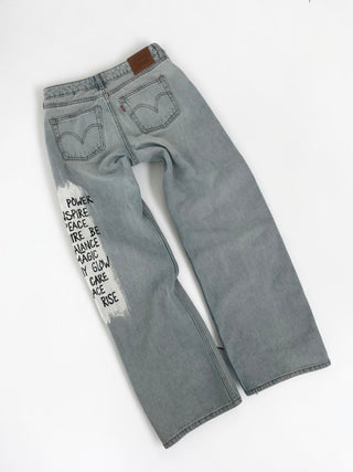 'Positive Vibes' Painted Levi's Jeans