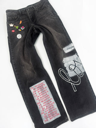 'Simple Thoughts' Painted Levi's Jeans