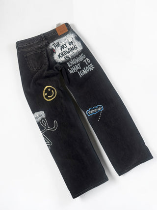 'Simple Thoughts' Painted Levi's Jeans