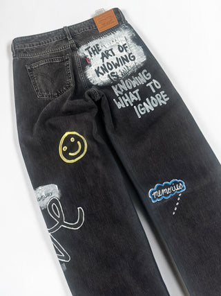 'Simple Thoughts' Painted Levi's Jeans