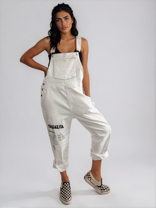 'Will Work For Tequila' Painted Overalls