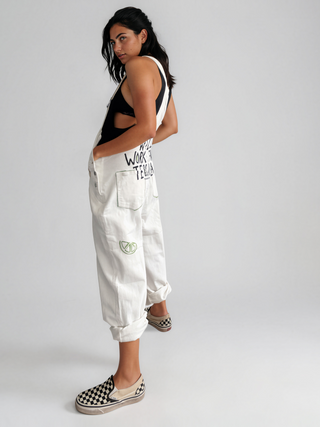 'Will Work For Tequila' Painted Overalls