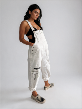 'Will Work For Tequila' Painted Overalls