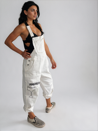 'Will Work For Tequila' Painted Overalls